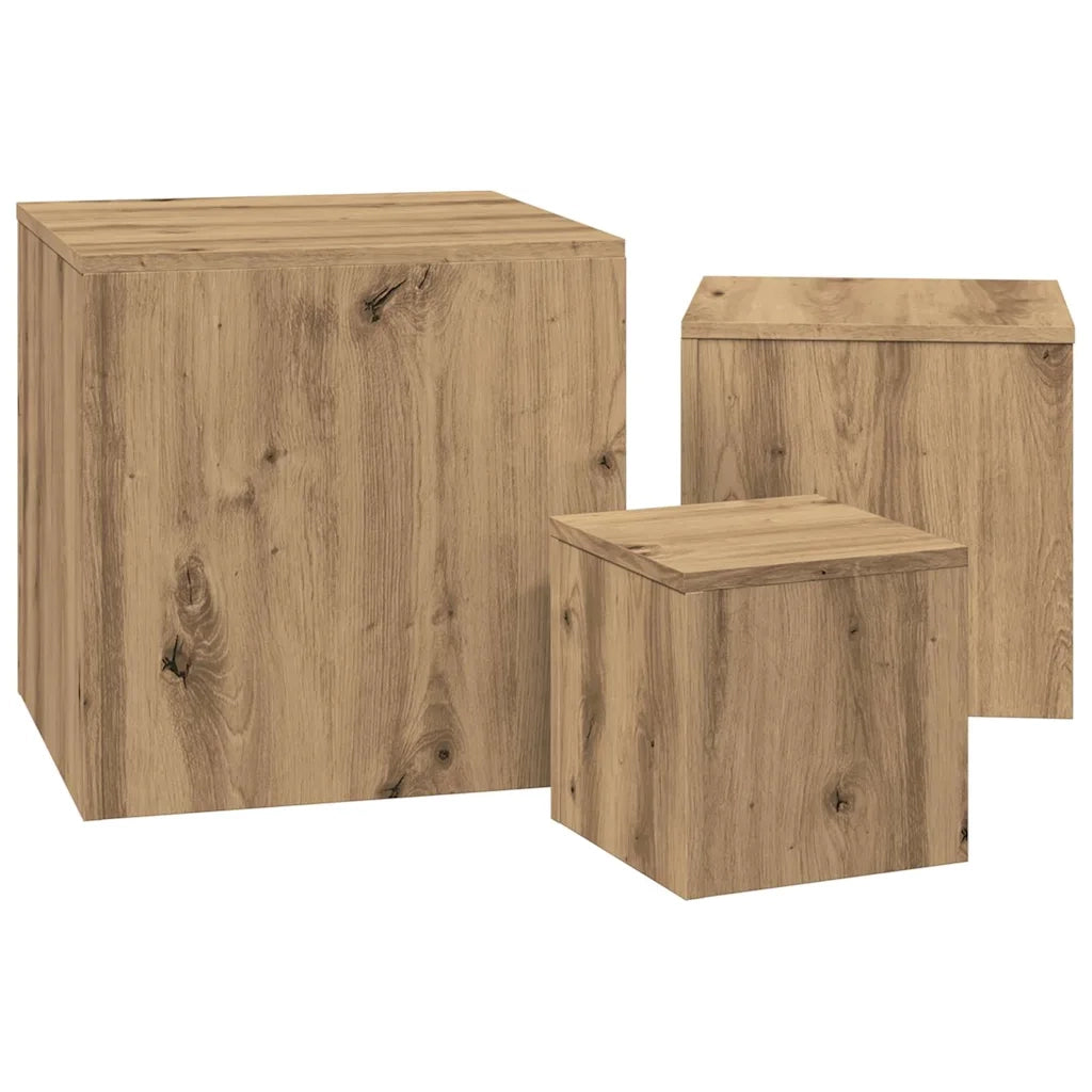 vidaXL Tavolini 3 pz Rovere Artigianale in Legno Multistrato