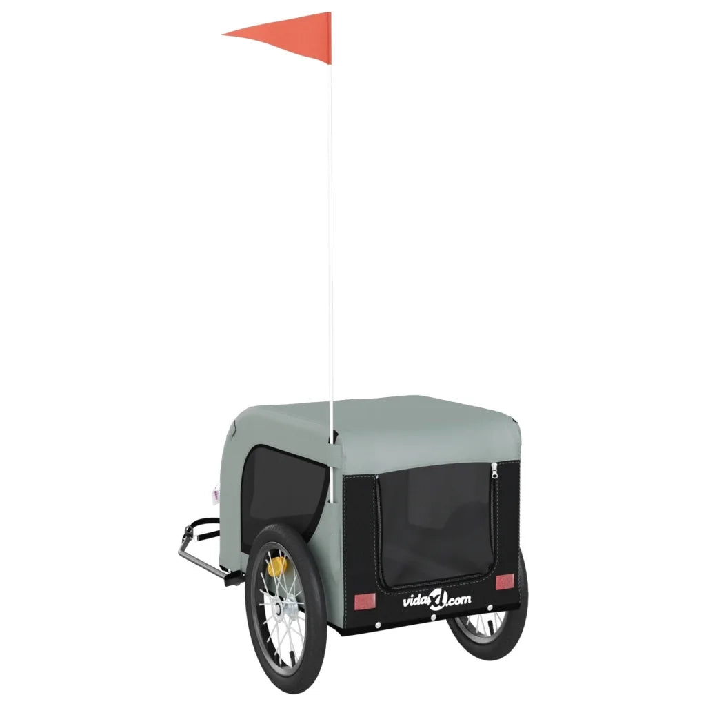 Rimorchio da Bici per Animali Grigio e Nero Oxford e Ferro 94000