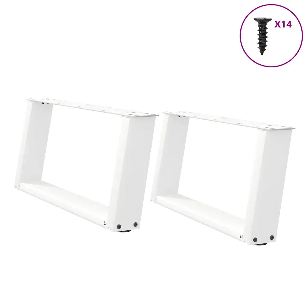 Gambe per Tavolino da CaffÃ¨ a Forma di U 2 pz Bianche 60x(30-31) cm Acciaio