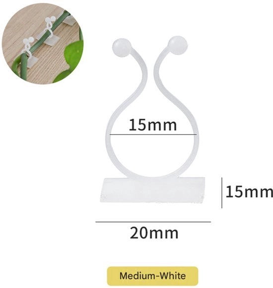 Clips per piante per parete (50 pezzi), clips per piante autoadesive, clips per cavi, adatte per viti e viti di uva, regolabili, invisibili, clips per cavi, fissaggi per cavi