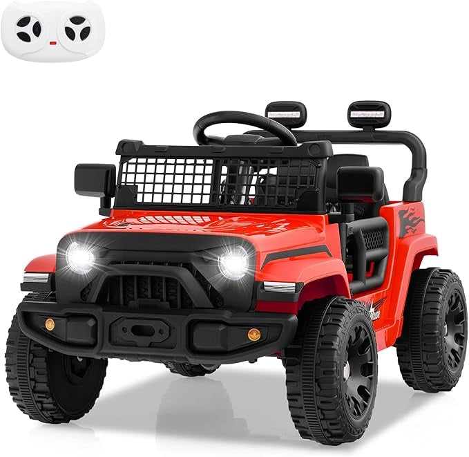 12V Macchina elettrcia per Bambini, Auto con Telecomando 3 Velocità Luci LED Musica, Doppi Motori, Veicolo Elettrico per Bambini 3+ Anni, Carico 30 kg (Rosso)