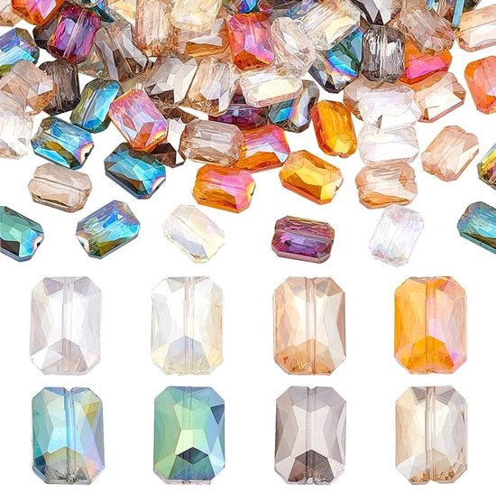 Kralen 120 pezzi - Facette smaltate glas - Cristalli quadrati piani - Perle artigianali - Perle di spaziatura - Per sierifici DIY - Perle di vetro
