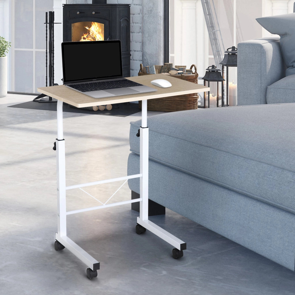 Tavolino da soggiorno mobile con ruote e freni ¨C zephmum ¨C bianco 60x40x68-78 cm