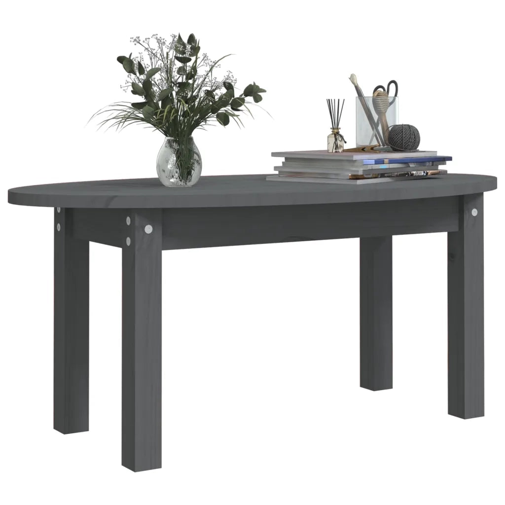 Tavolino da Salotto Grigio 80x40x35 cm Legno Massello di Pino 822349