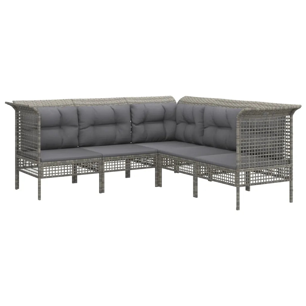 Set Divani da Giardino 8 pz con Cuscini in Polyrattan Grigio