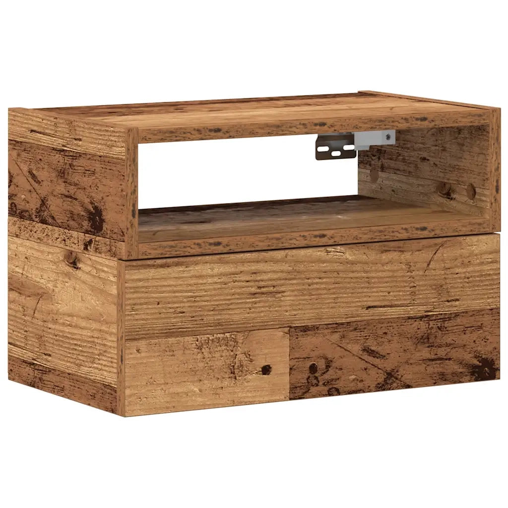 Comodino a Muro-Tavolino da notte sospeso Legno Antico 45x26x28,5 cm