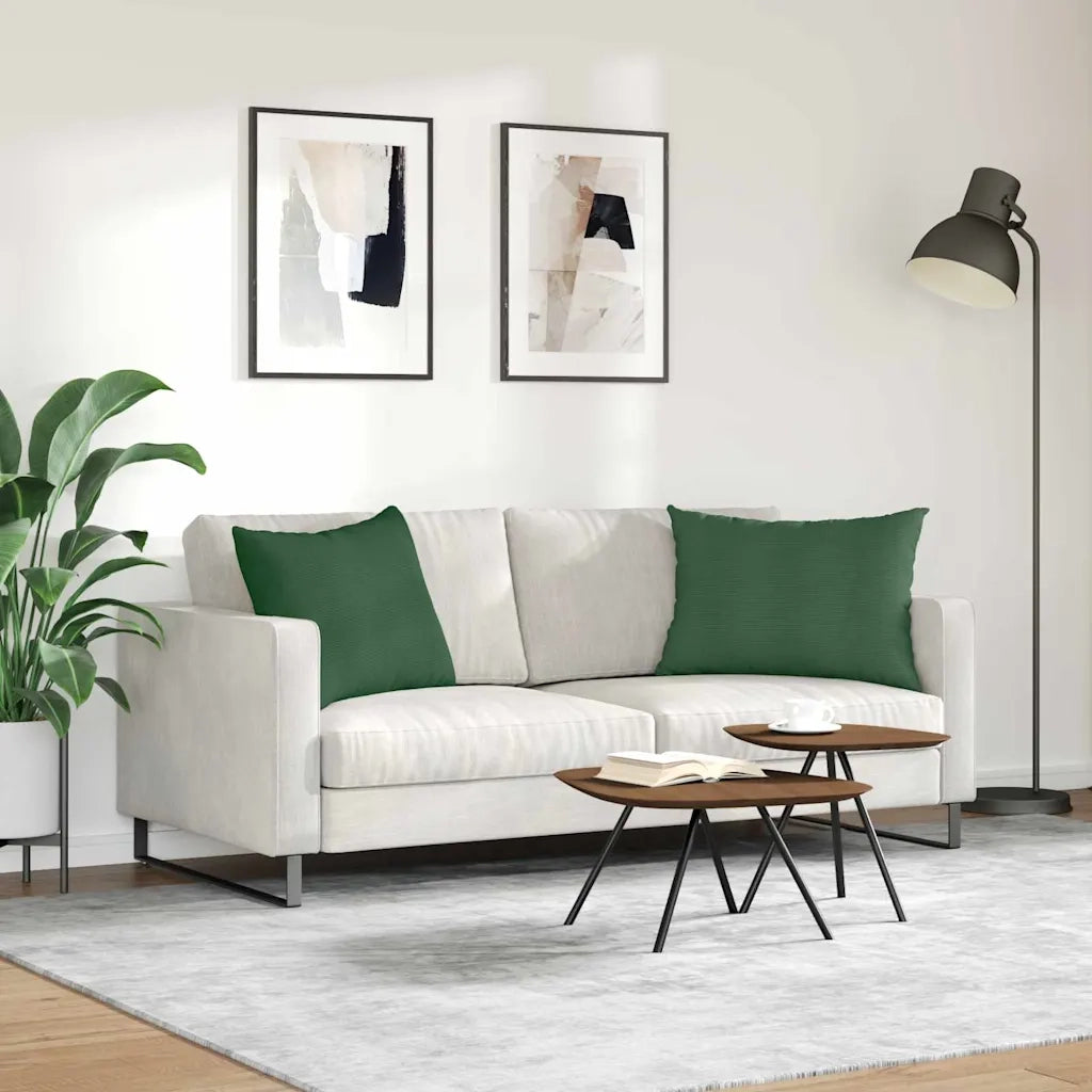 Cuscini da Divano 2 pcs Verde Scuro 70 x 50 cm Tessuto in Cords