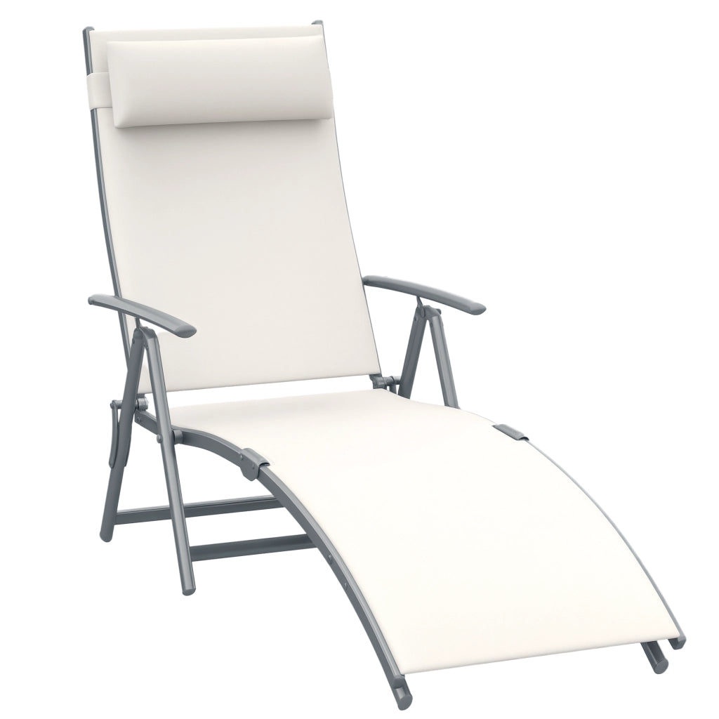 Poltrona Pieghevole da Esterno con Braccioli e Cuscino ¨C Zephmum ¨C Beige 137x63.5x100.5 cm