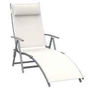 Poltrona Pieghevole da Esterno con Braccioli e Cuscino ¨C Zephmum ¨C Beige 137x63.5x100.5 cm