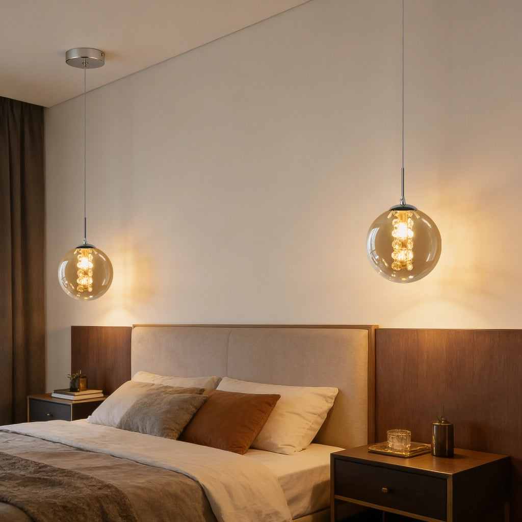 ZMH Lampada a Sospensione Color Ambra G9 3W Altezza Regolabile Moderna per Ristorante Bar Camera da Letto