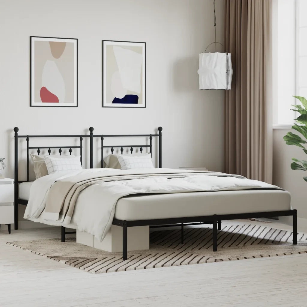 Giroletto con Testiera-Struttura Letto con testiera in Metallo Nero 180x200 cm 655663