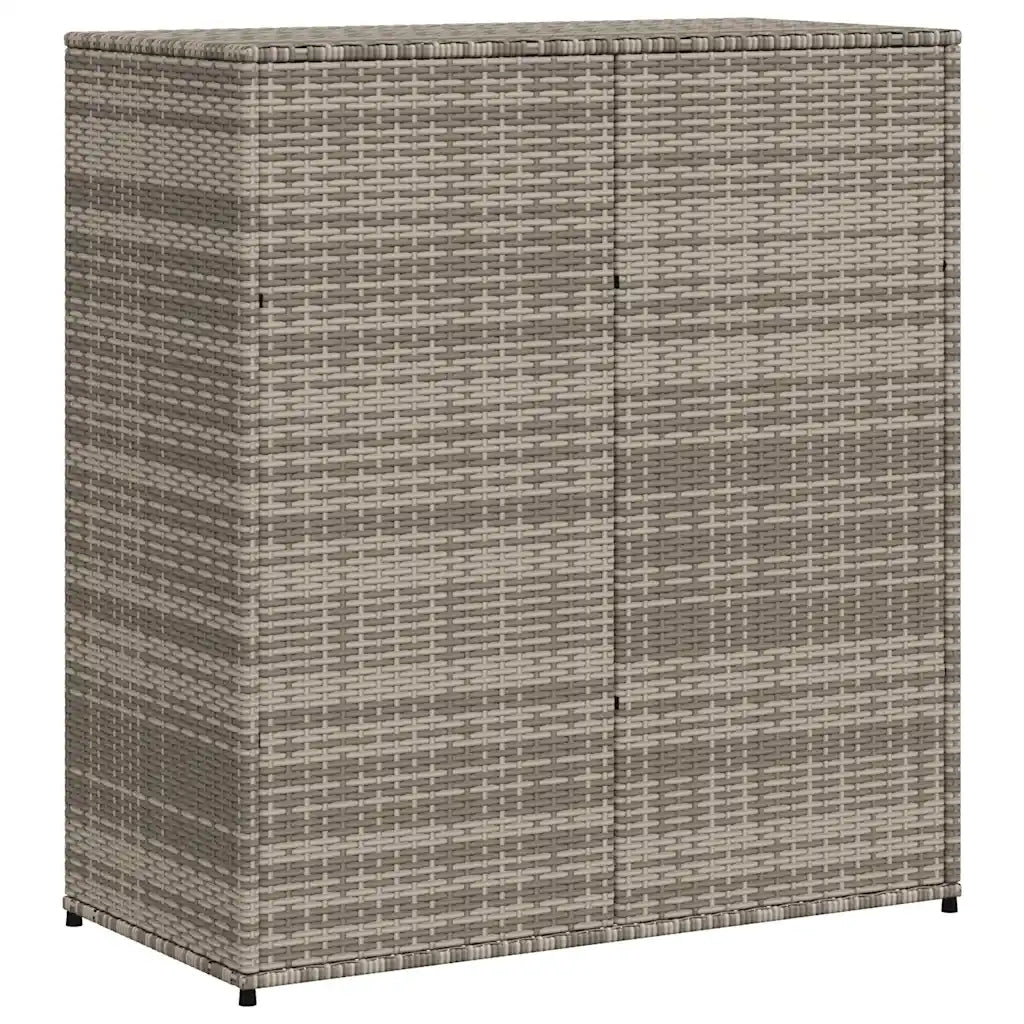 Mobile contenitore da esterno 105 x 55 x 113 cm grande capacità resistente agli agenti atmosferici design moderno resina intrecciata grigia 02_0047438