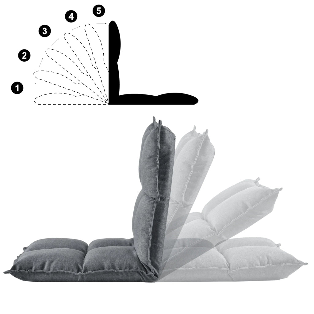 Seduta imbottita con schienale regolabile cuscino per sedia letto spugna 100% poliestere struttura in metallo 110 cm grigio chiaro 03_0003759
