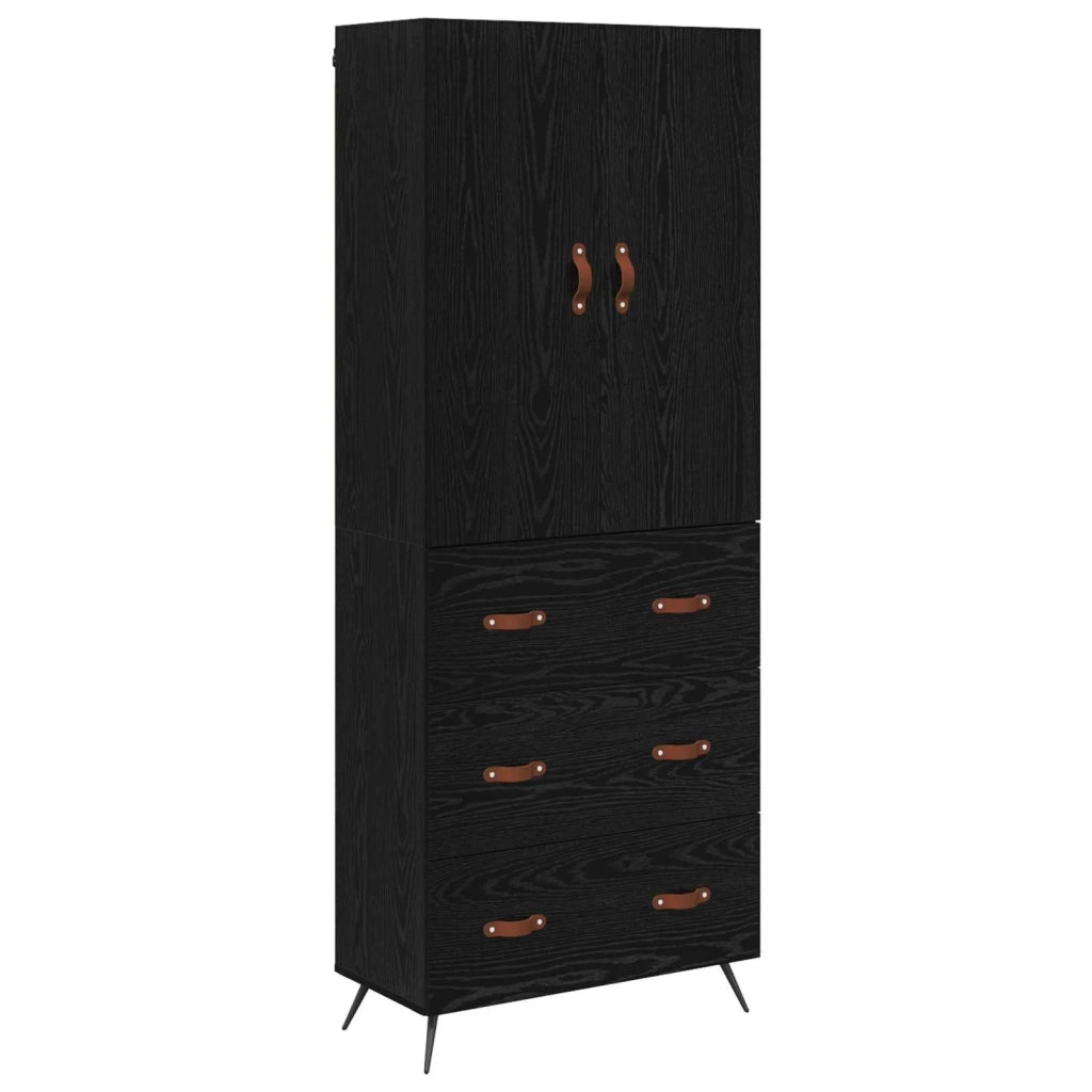 Credenza | Madia | Buffet da pranzo | Armadio da pranzo Rovere Nero 69,5 x 34 x 180 cm Legno multistrato