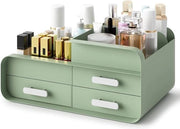 Organizzatore per trucchi a 3 livelli per la stanza da bagno - magazzino per cosmetici e cura della pelle - verde