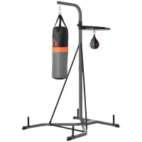 Stazione Multiuso Regolabile con Sacco da Boxe 20kg e Punching Ball per Allenamento Pugilato