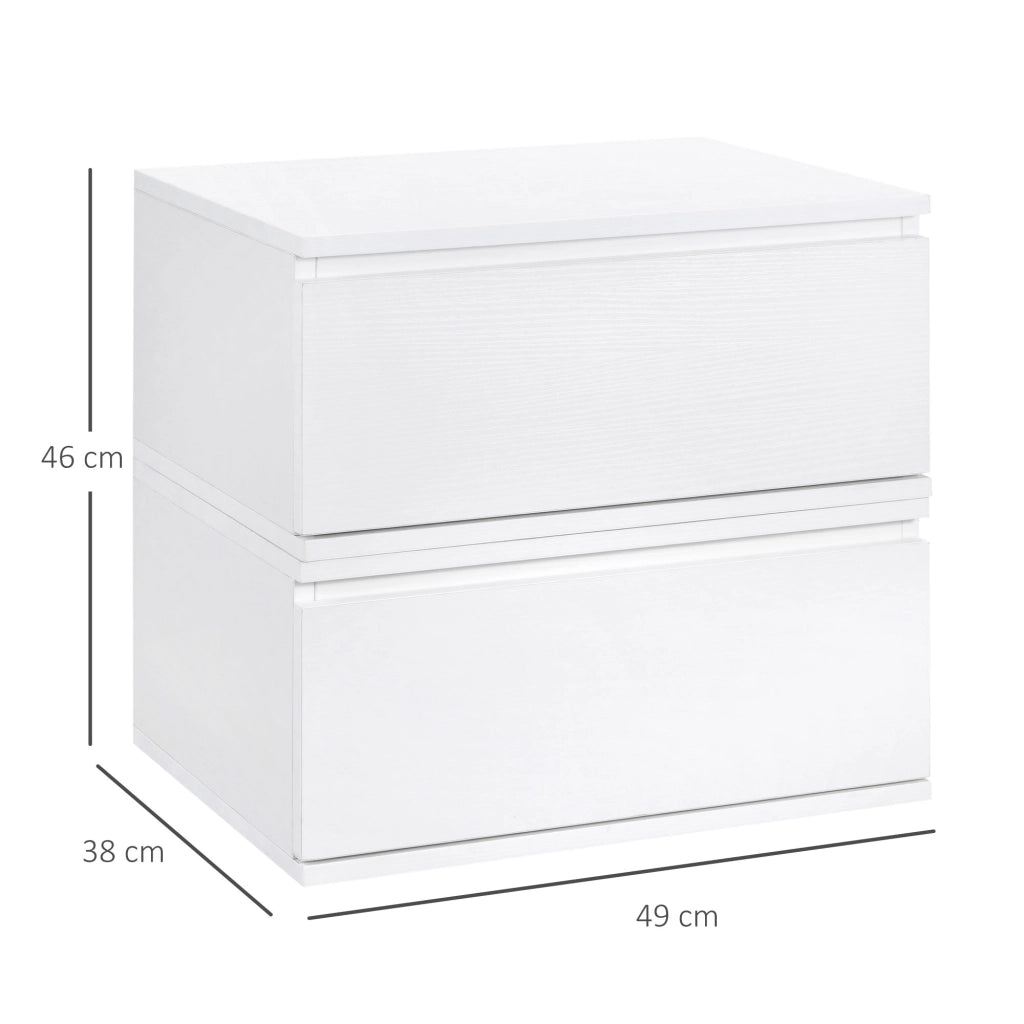 EasyComfort Set di 2 Comodini Sospesi con Cassetto in Truciolato e MDF, 49x38x23 cm, Bianco