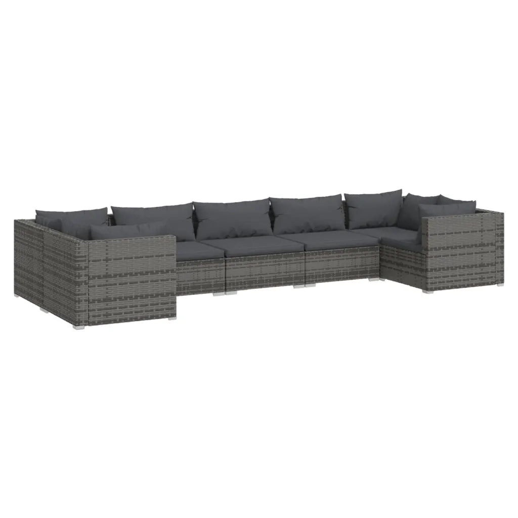 Set Divani da Giardino 7 pz con Cuscini in Polyrattan Grigio 3101957