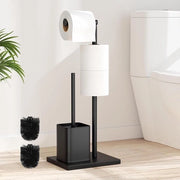 Sostegno WC in acciaio inossidabile con contenitore WC e spazzola in posizione verticale, nero matte per la stanza da bagno