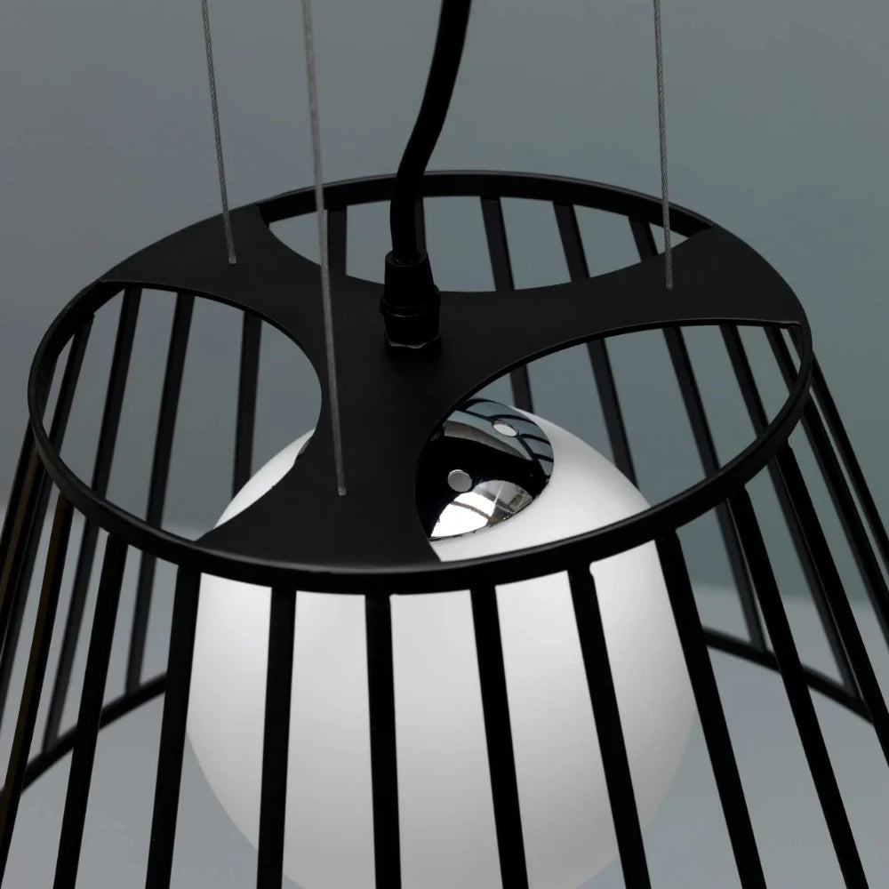Lampada a sospensione Jail in metallo nero | Duzzle