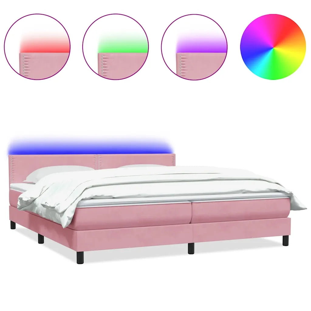 vidaXL Giroletto a Molle con Materasso Rosa 180x210 cm in Velluto