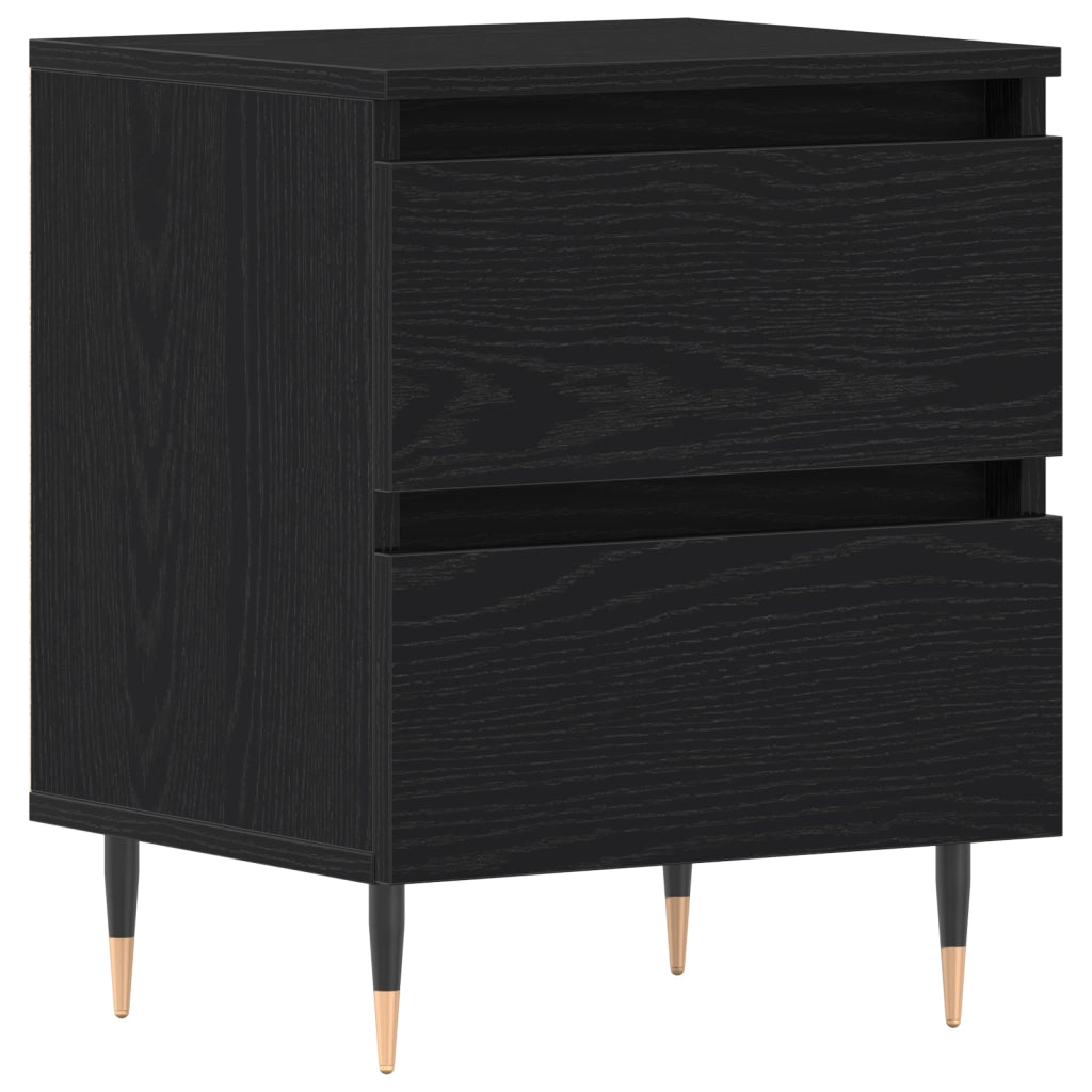 Comodino Nero Rovere 40x35x50 cm Legno ingegnerizzato