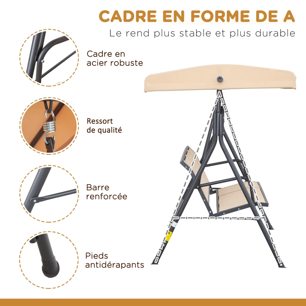 Amaca da giardino 3 posti ¨C zephmum ¨C beige, tessuto, acciaio