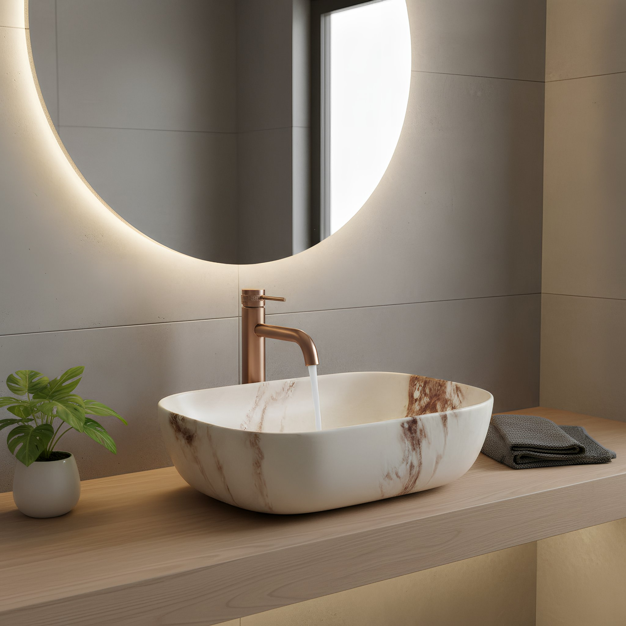 Lavabo Da Appoggio Rea Belinda Marrone Matt