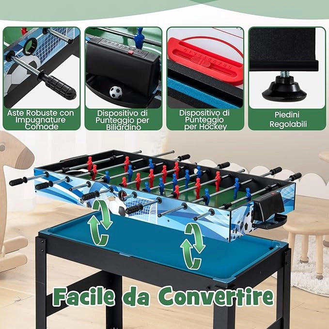 15 in 1 Set da Tavolo da Gioco Combo, Tavolo Multigioco Basket Calcetto Hockey Biliardo Ping Pong Bowling Shuffleboard Scacchi ecc, Set Combinato per Giochi Multipli per Casa Ufficio Bar