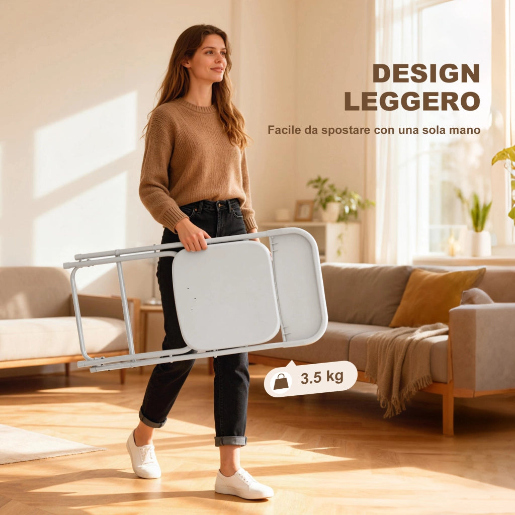 Set 6 Sedie Pieghevoli ¨C zephmum ¨C Plastica e Metallo Bianco 45x49x79.5 cm