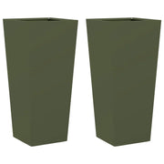 Fioriera aiuola rialzata fioriera aiuola giardino terrazza set da 2 verde oliva 35 x 35 x 75 cm acciaio verde 02_0039081
