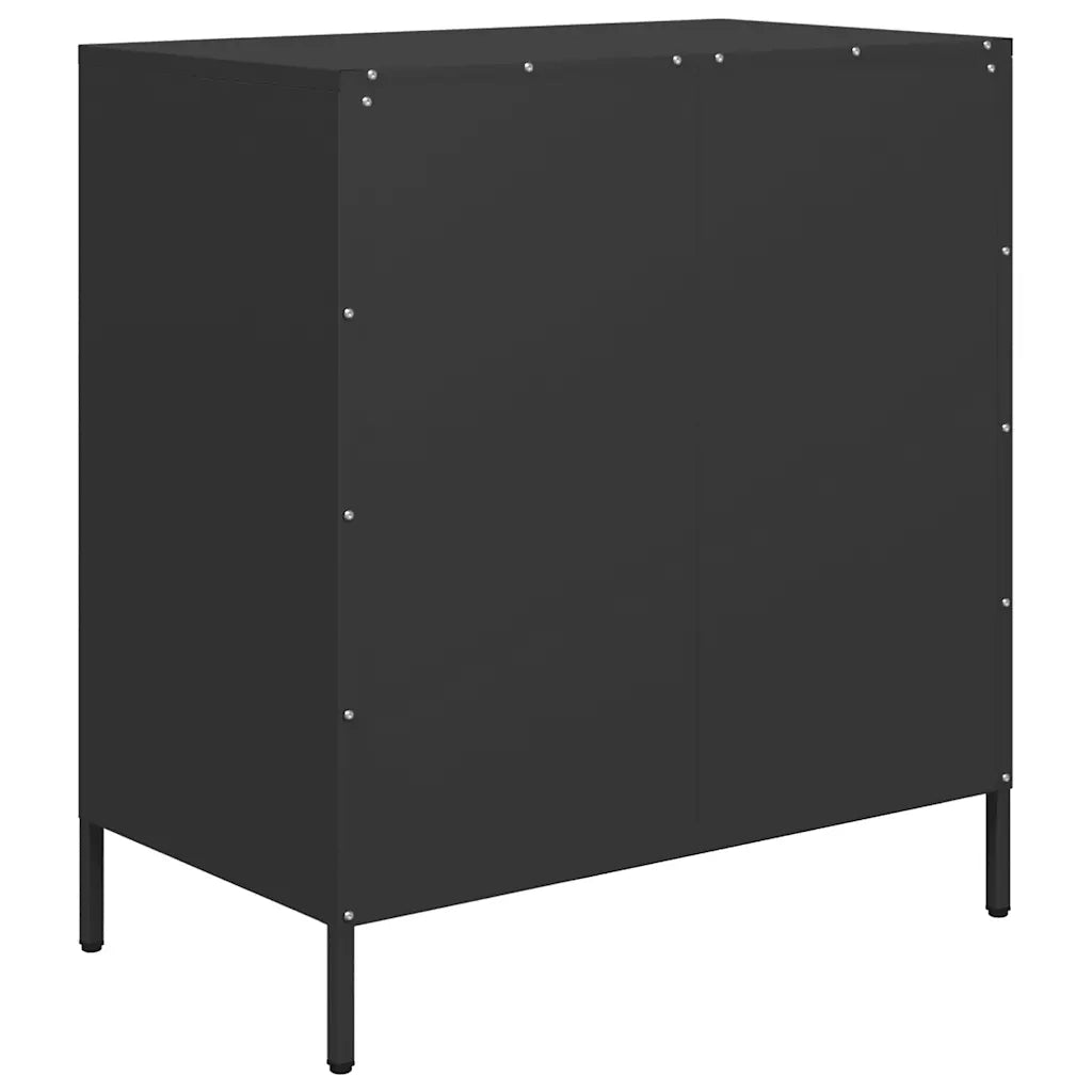 Credenza Nera 68x39x73,5 cm in Acciaio Laminato a Freddo