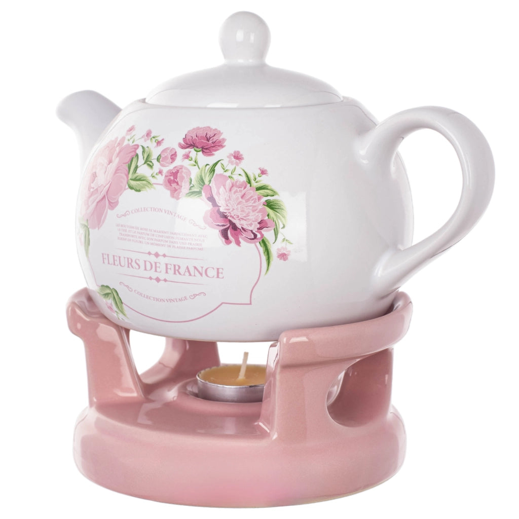 Teiera KADAX con scaldavivande, 1 litro, in ceramica, ideale come regalo.