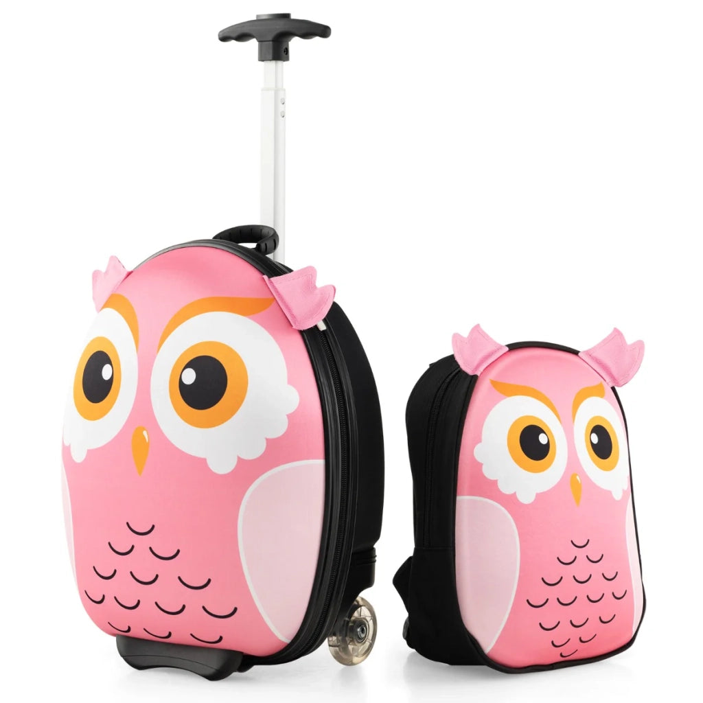 Set di 2 valigie per bambini: valigia 30 x 21 x 40 cm e zaino 25 x 7 x 30 cm leggero e pratico stile carino tessuto EVA rosa 20_0014625
