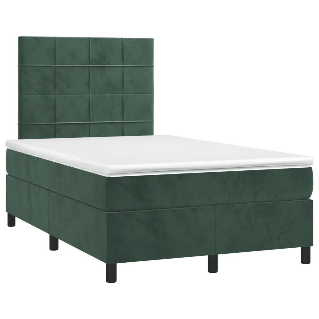 Giroletto a Molle con Materasso Verde Scuro 120x190 cm Velluto