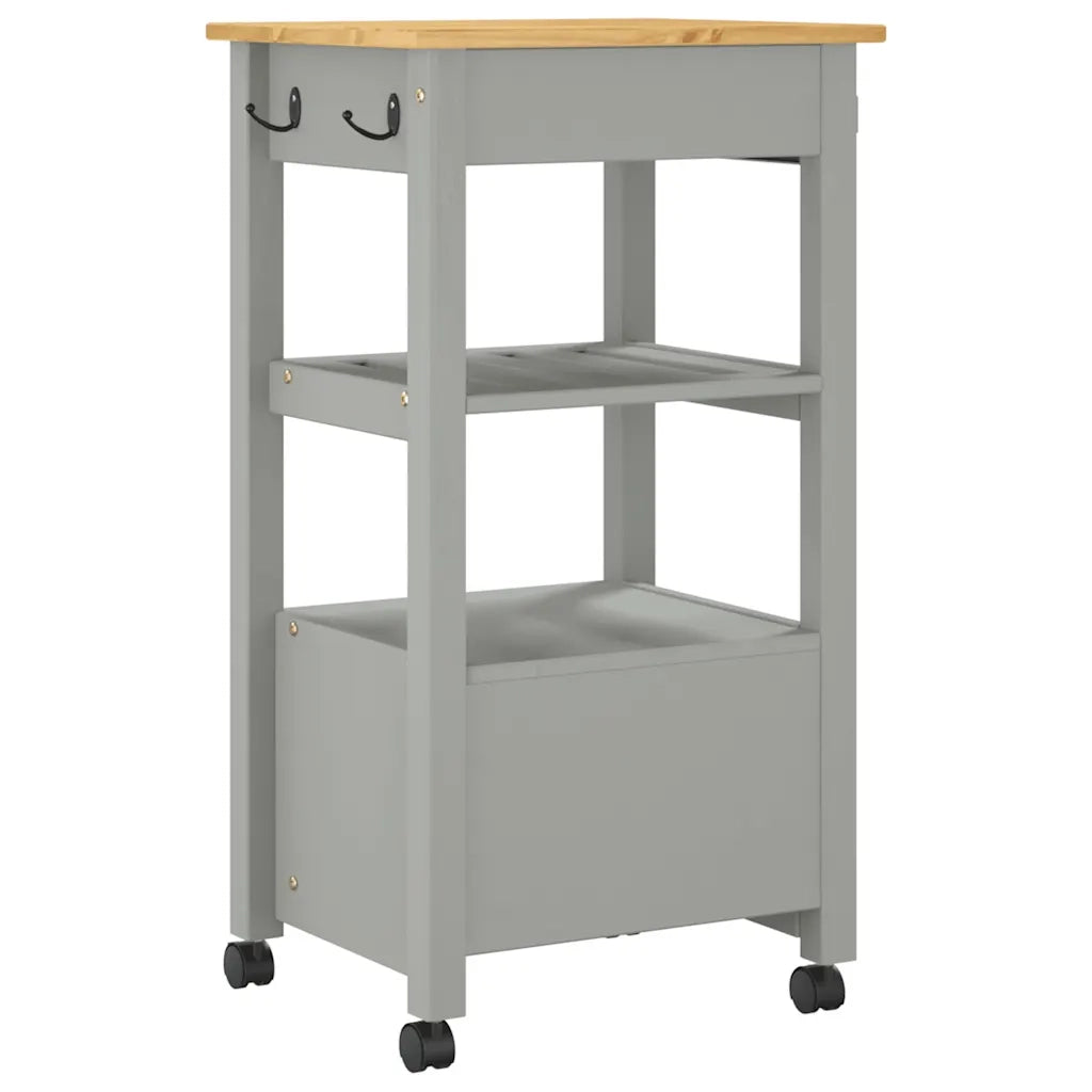 Carrello da Cucina MONZA 48x40x88,5 cm in Legno Massello di Pino 376086