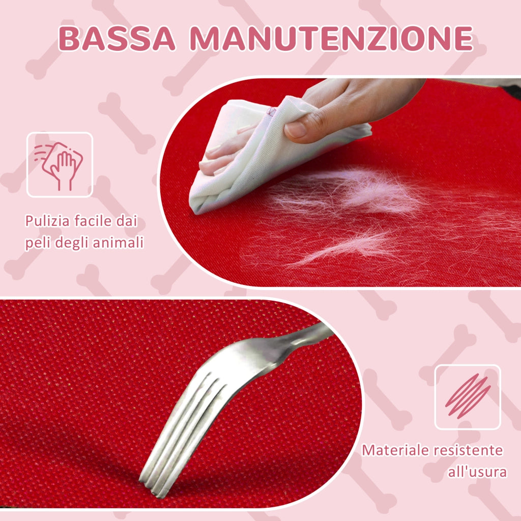 Lettino per Cani Rialzato ¨C Minimal ¨C Metallo e Tessuto Oxford 122x92x23 cm Rosso