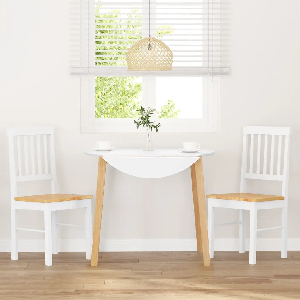 Sedie da Pranzo 2 pz | Sedie da cucina Bianche in Legno Massello di Hevea