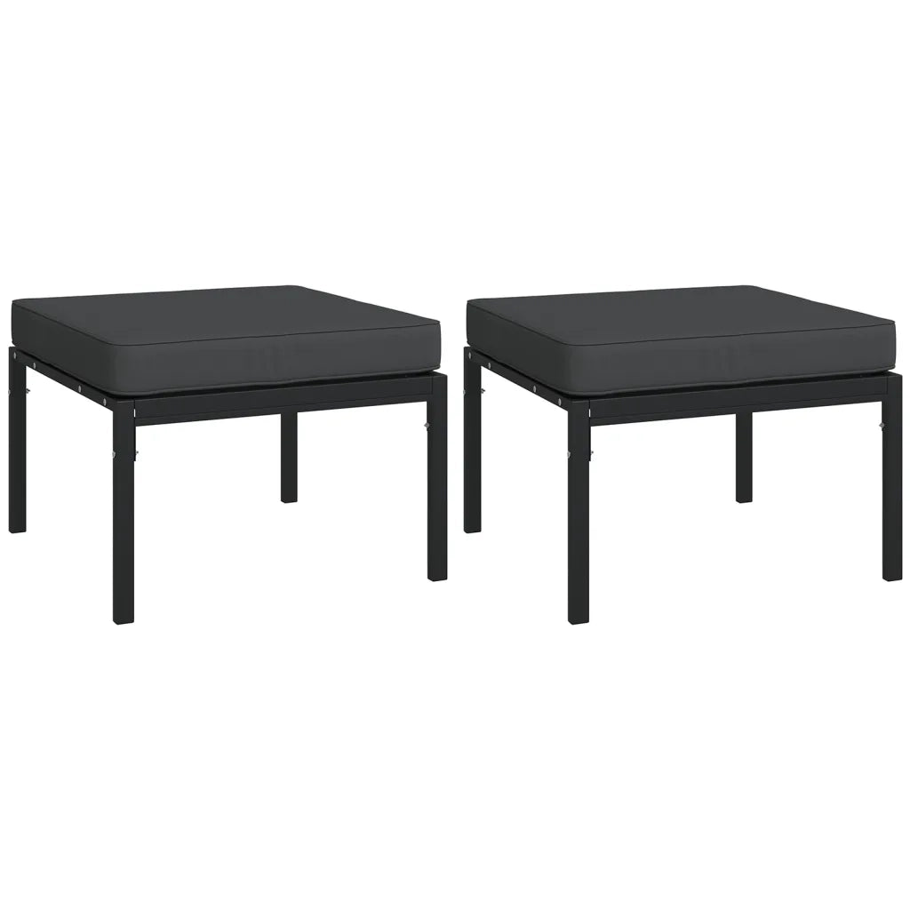 Set Salotto da Giardino 5pz con Cuscini Grigi in Acciaio 3187954