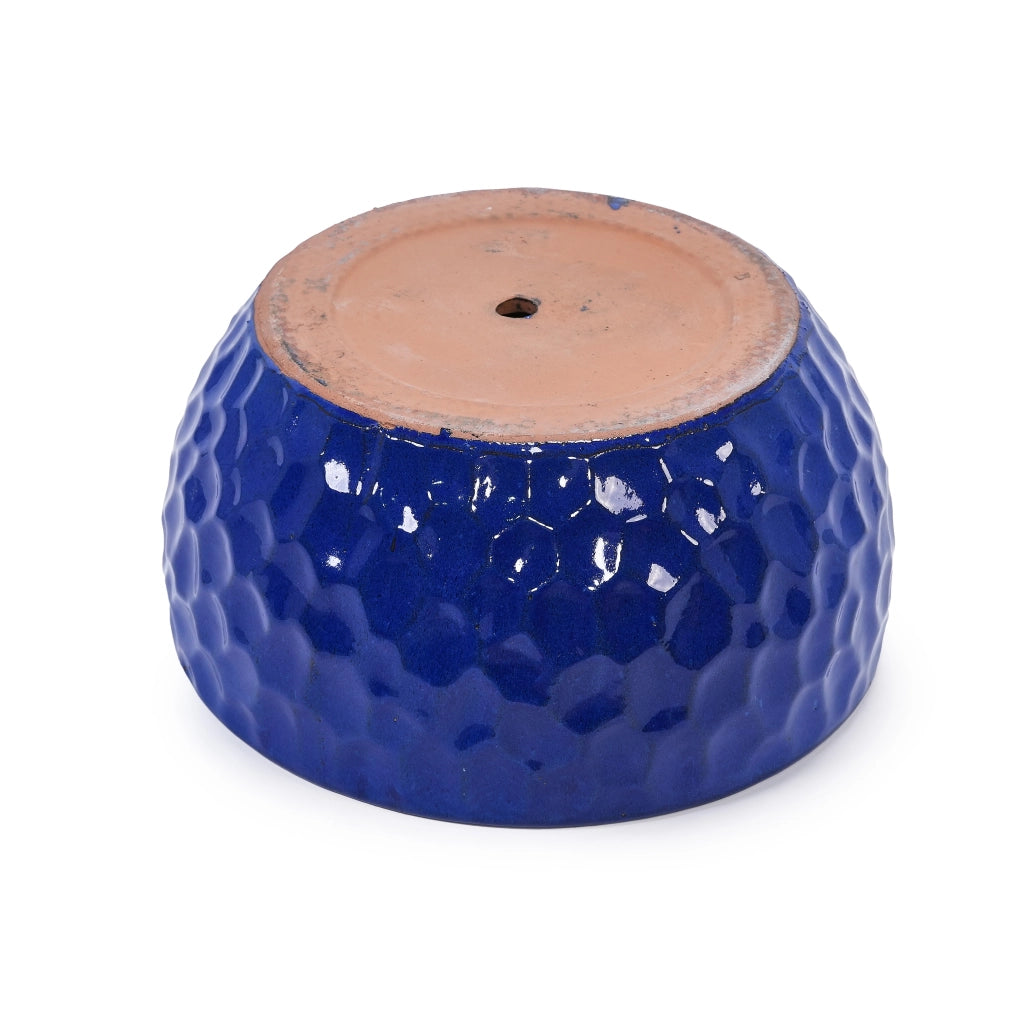 Fioriera a più livelli in ceramica rinforzata con texture a rilievo, drenaggio, blu antico 49 × 49 × 31.5 cm