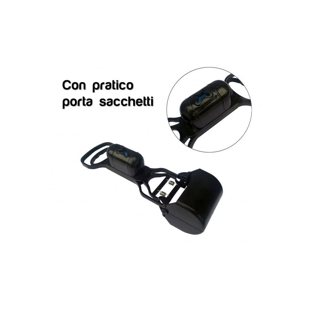 Trade Shop - Paletta Con Pinza Raccogli Feci Deiezioni Animali + Portabuste E Rotolo -