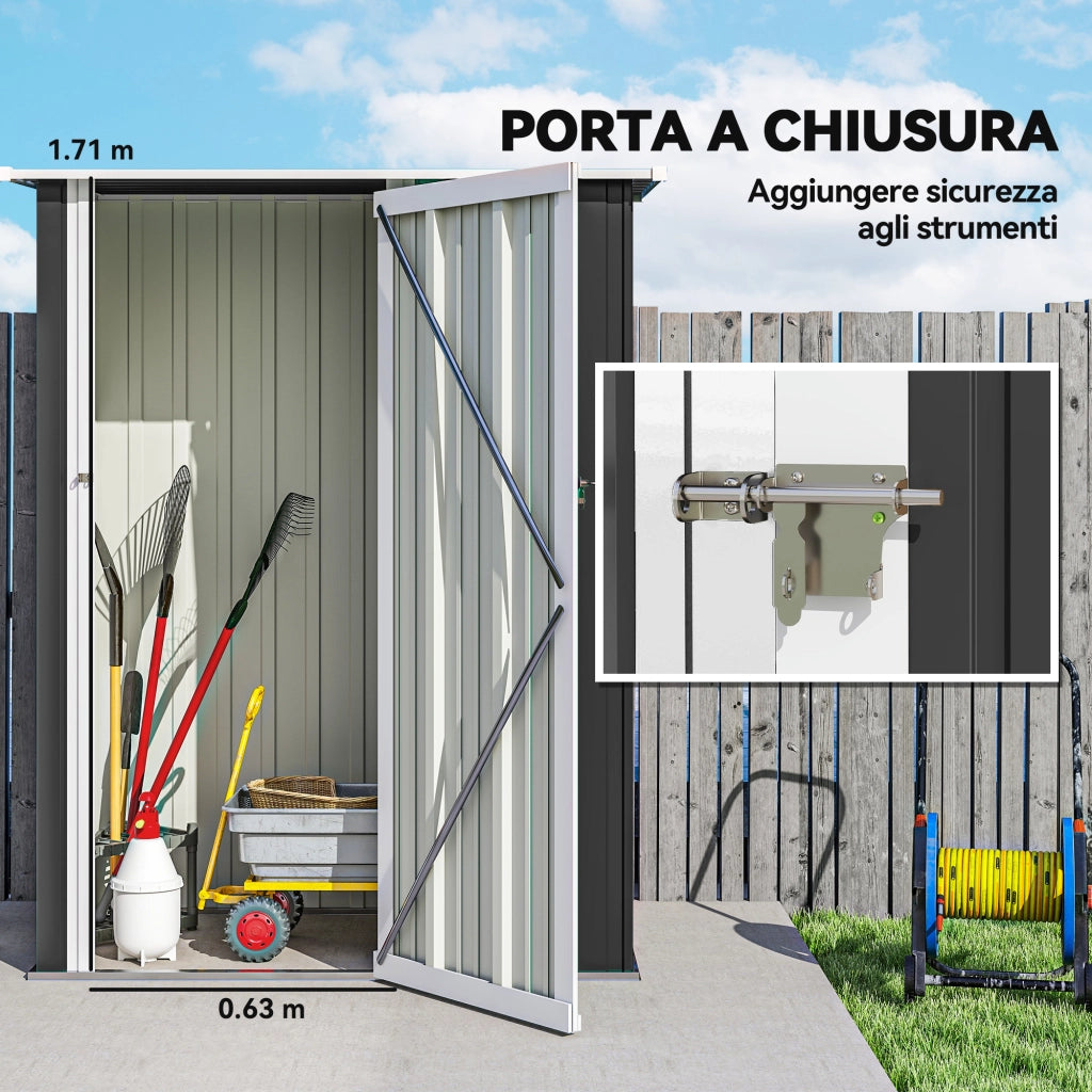 Capanno da Giardino in Acciaio ¨C Zephmum ¨C Grigio 142x84x189 cm
