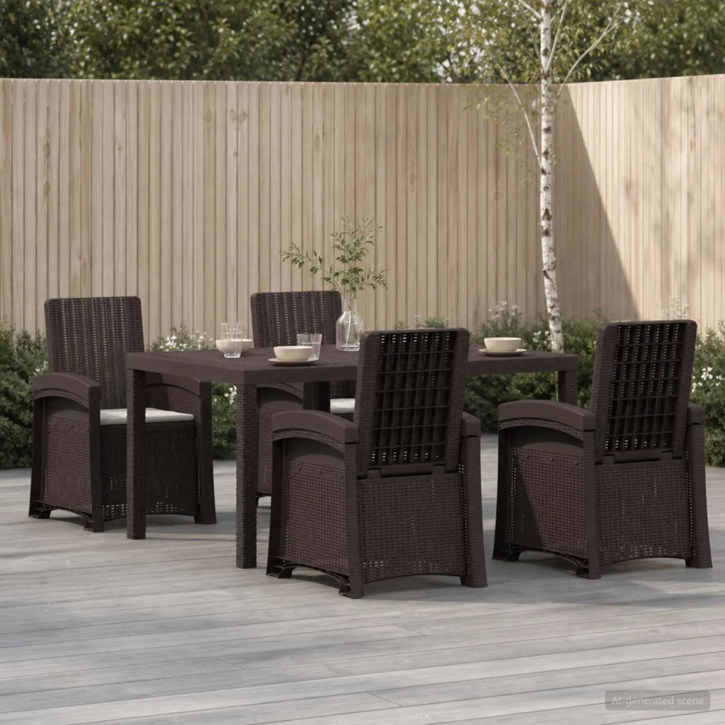Set da Pranzo per Giardino 5 pz Marrone e Grigio Chiaro PP 3430126