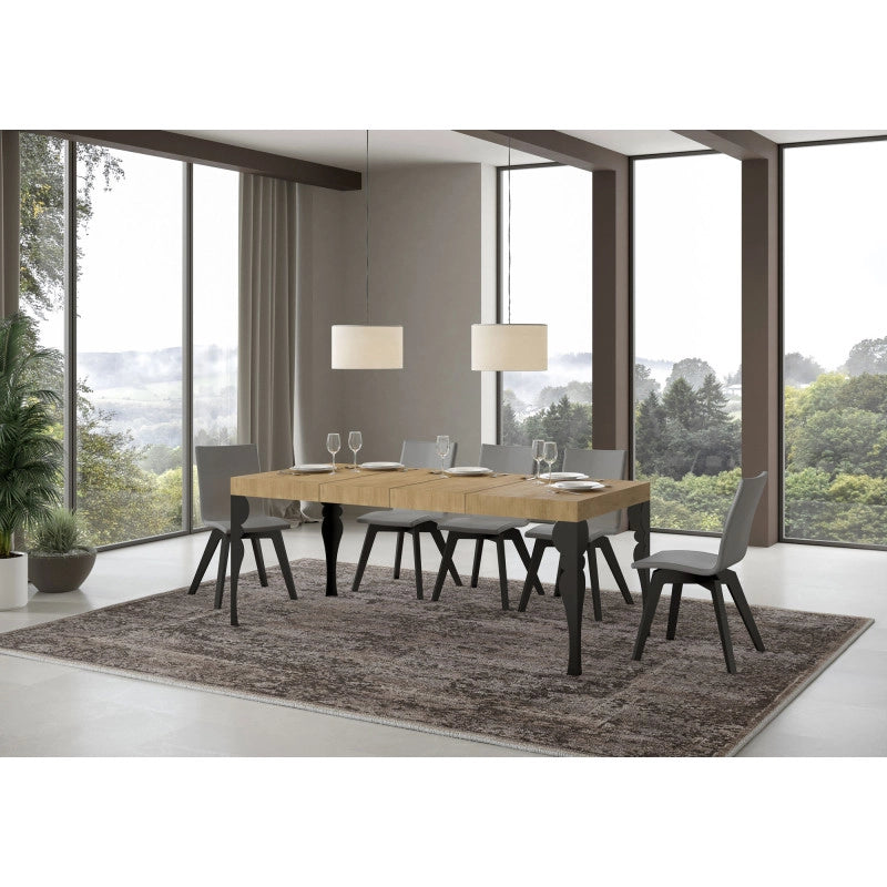 Tavolo allungabile 140/400x90 cm Paxon Premium telaio Antracite - Quercia Natura