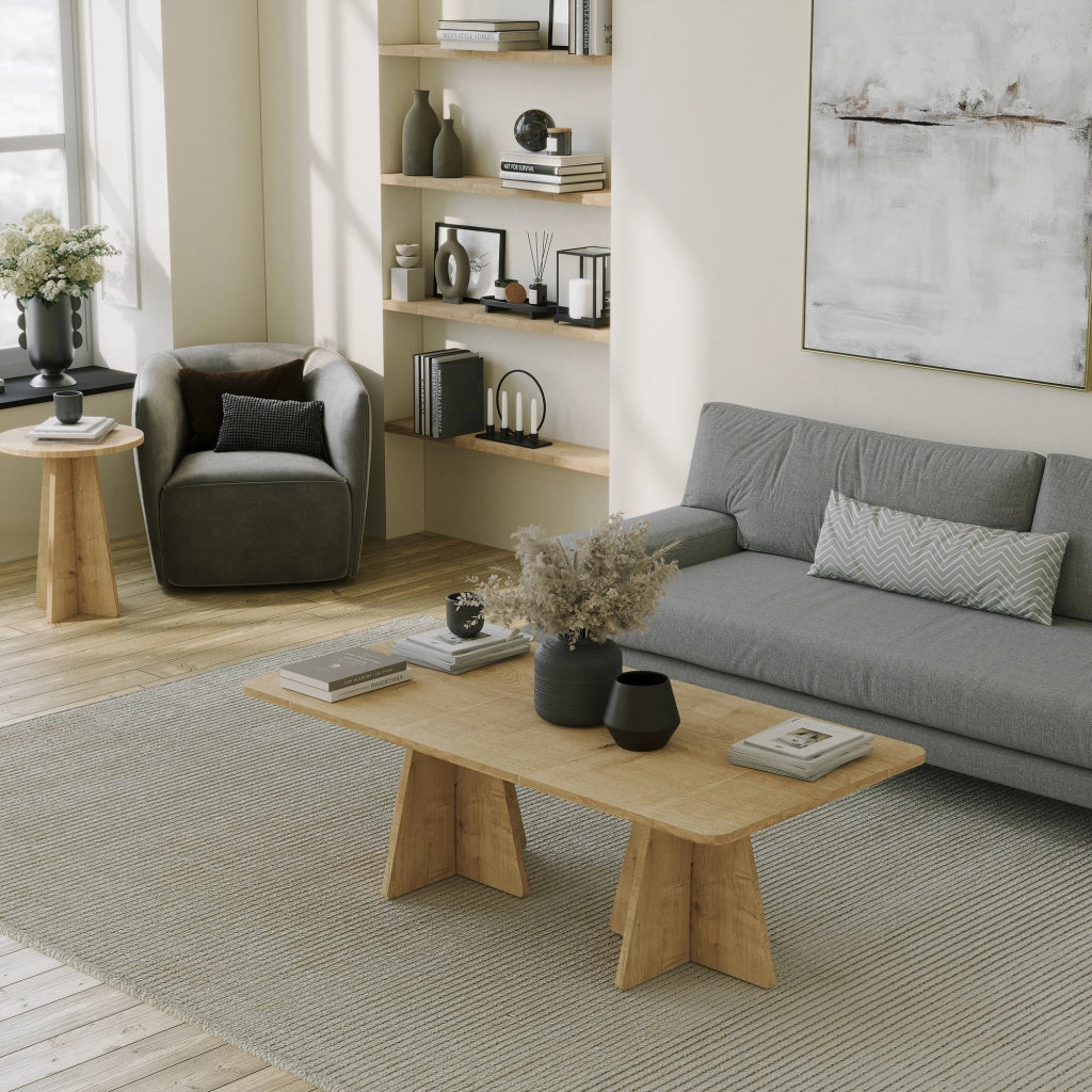 Ottana, Tavolino da Salotto Forma Rettangolare, 120x60x40h cm Marrone Rovere