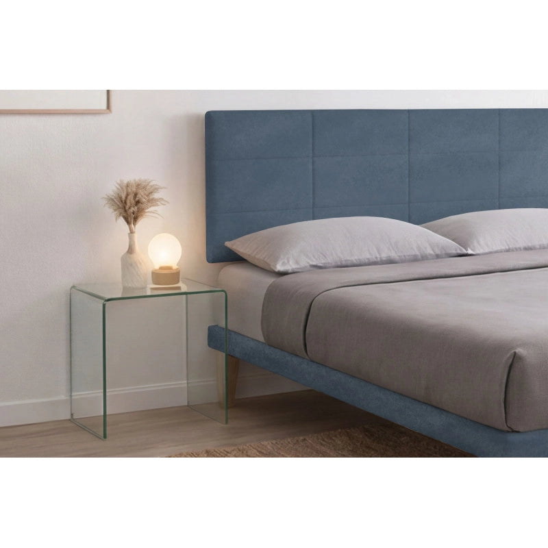 Letto imbottito Letto Matrimoniale alla Francese 140x200 cm Square - Con rete,Microfibra,Blu