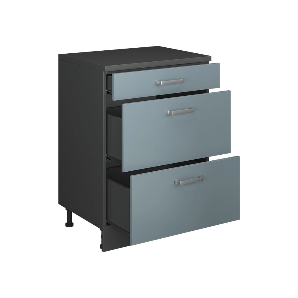 Mobile per mansarda Rion Grigio-blu/Antracite 60 x 83.8 cm senza inclinazione con 3 cassetti Vicco