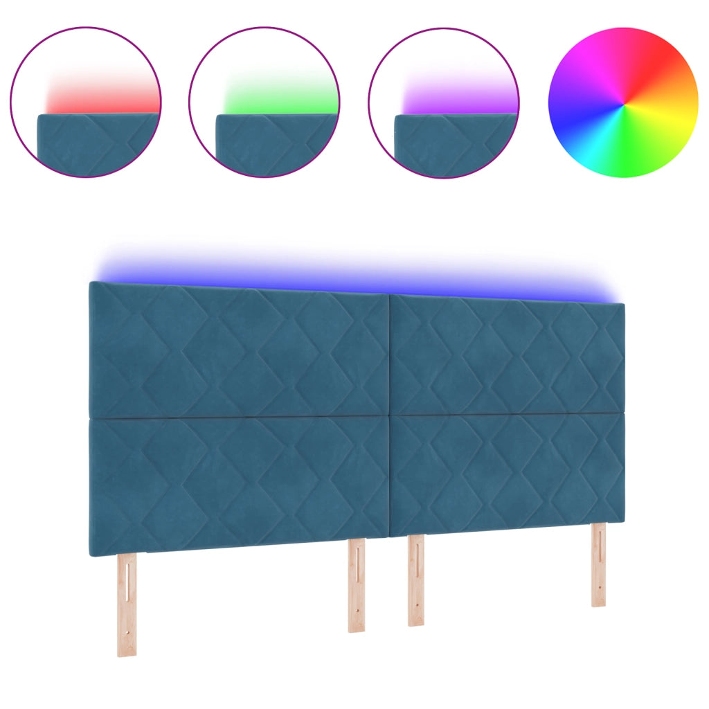 Testata LED  Design a Blocchi a Diamante Blu Scuro 200 cm Velluto
