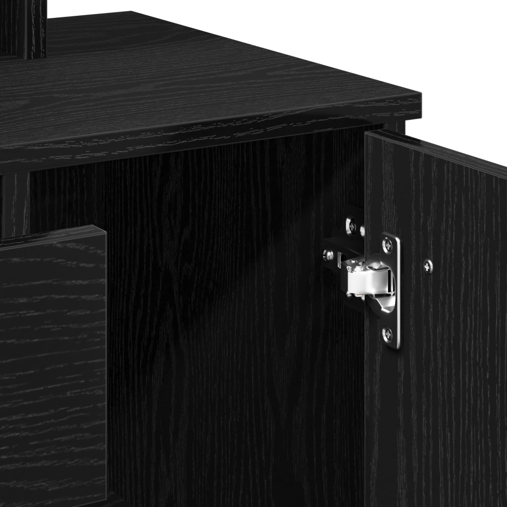 Tavolo da trucco in rovere nero con specchio - 86.5 x 35 x 136 cm