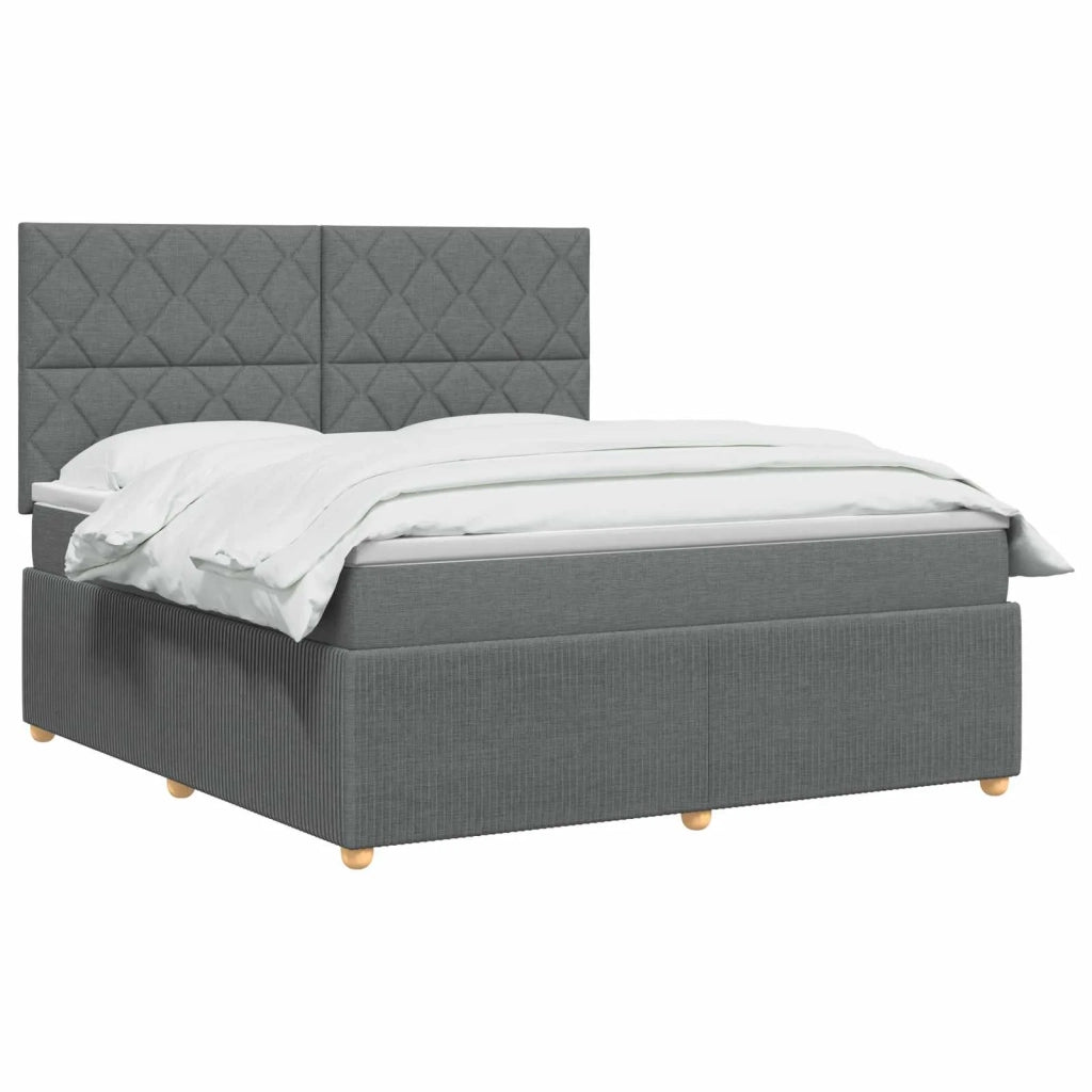 Letto Box Spring LED con Materasso Grigio Scuro 180 x 200 cm 3455924